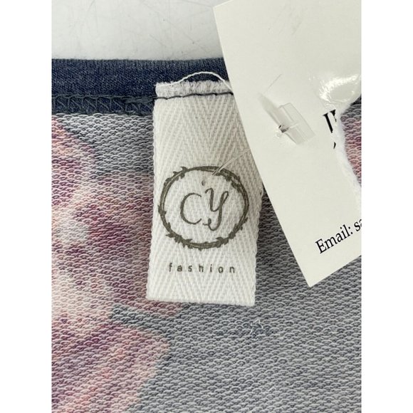 NWT CY Fashion Women's Blue Pink Butterfly Print Shirt Top Twist Front Size S - Picture 6 of 10